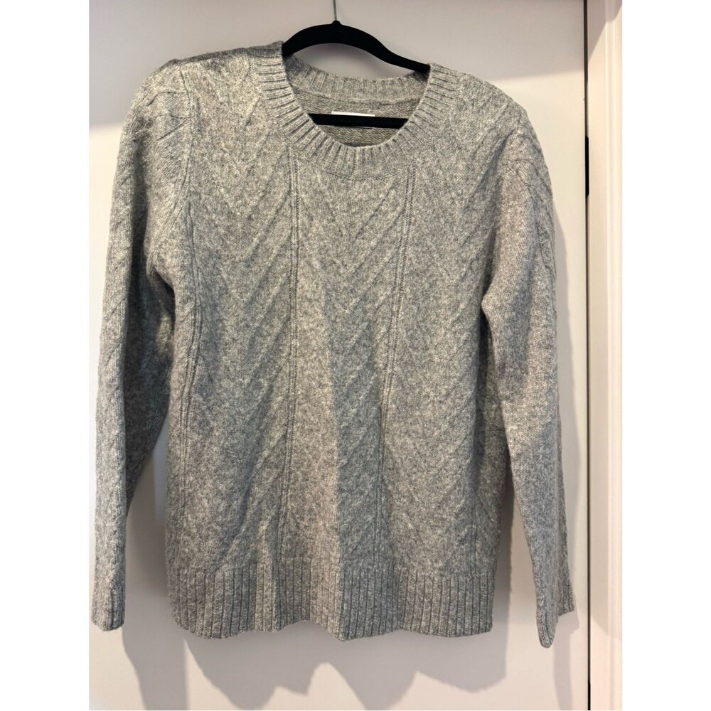 croft & barrow Light Gray Cable Crewneck Sweater